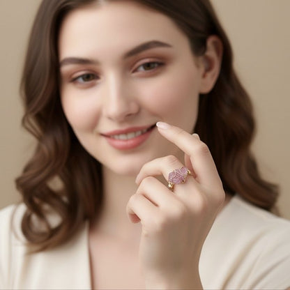 Aurora Luxe Ring | Fuchsia Crystal & PVD Gold - For Women | Includes: Ring