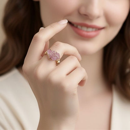 Aurora Luxe Ring | Fuchsia Crystal & PVD Gold - For Women | Includes: Ring