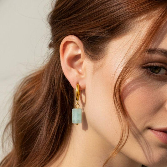 Azure Glow Earrings | Turquoise & 18K PVD Gold Plated Stainless Steel - For Women | Includes: Earrings