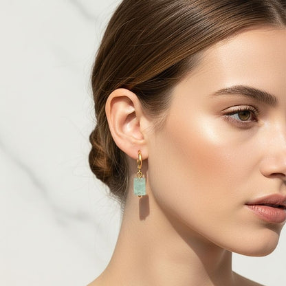 Azure Glow Earrings | Turquoise & 18K PVD Gold Plated Stainless Steel - For Women | Includes: Earrings