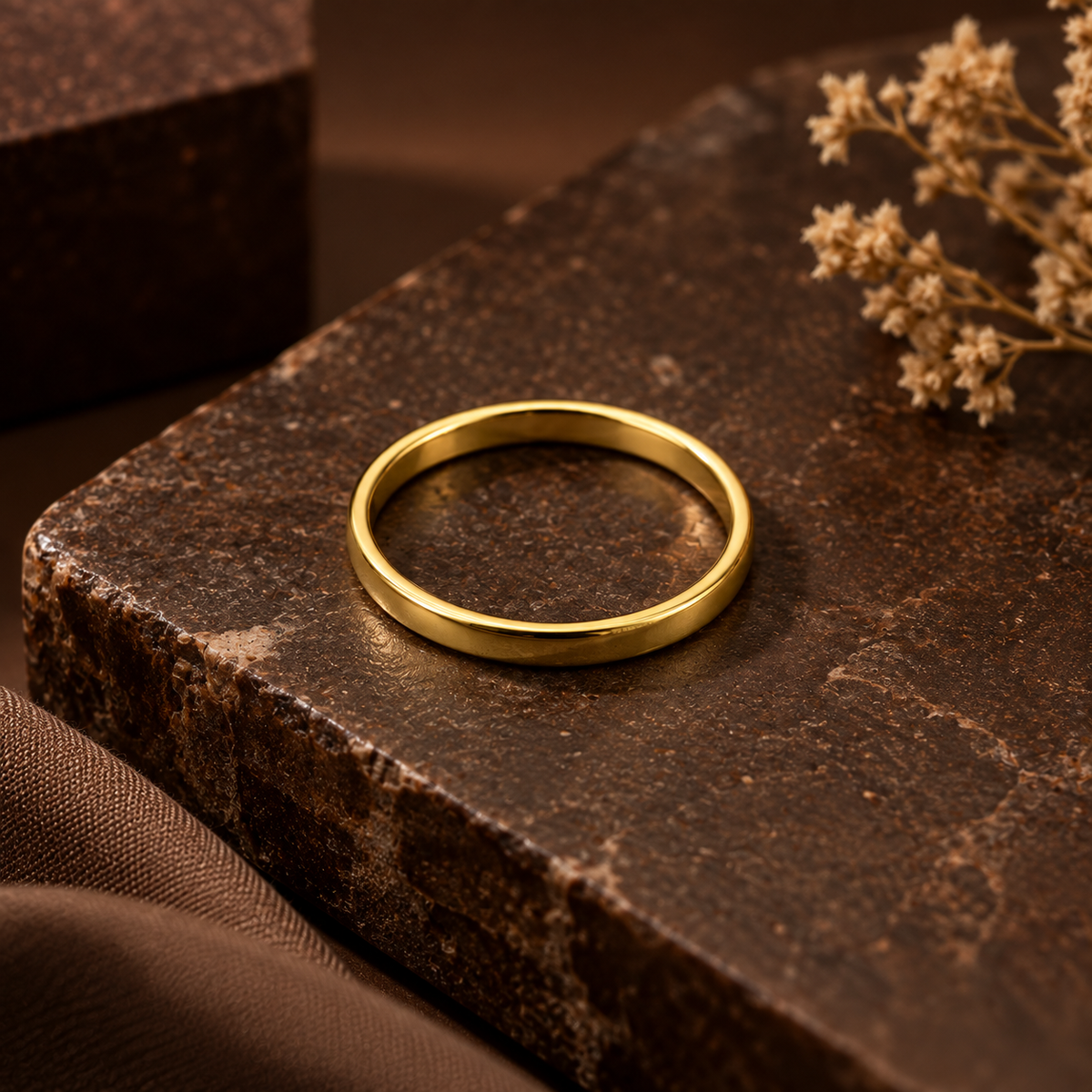 Everyday Ring with REAL GOLD Finish (2mm) | 18K PVD Gold Plated– For Men | Includes: Ring