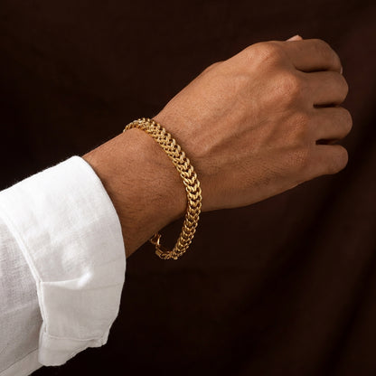 New Weave BOLD Design Flexi Golden 12MM Bracelet | 18K PVD Gold Plated- For Men | Includes: Bracelet