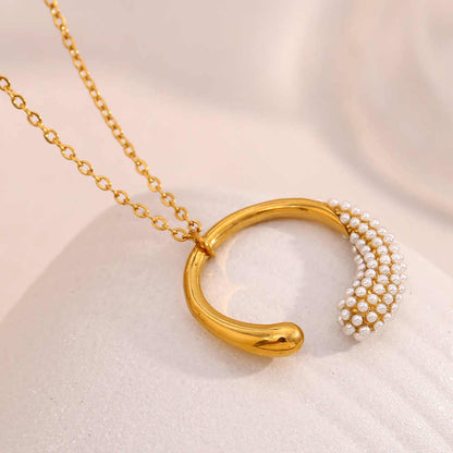 Chic Semi Round Necklace | 18K PVD Gold Plated - For Women | Includes: Necklace