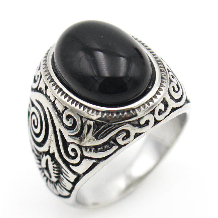 BOLD Black Obsidian STEEL Ring | Stainless Steel– For Men | Includes: Ring