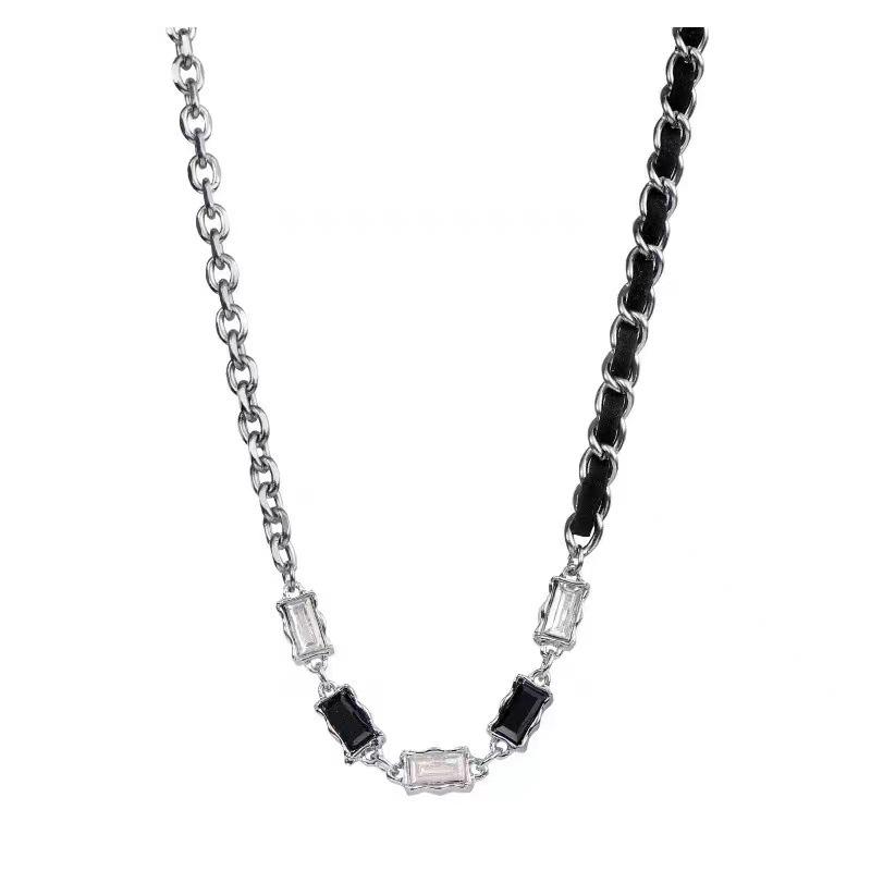 Black & White Zircon GenZ Necklace | REAL STEEL- For Men| Includes: Necklace