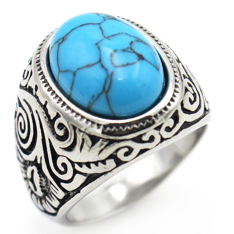 BOLD Turquoise Stone STEEL Ring | Stainless Steel– For Men | Includes: Ring