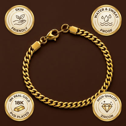 Lean Weave Design Flexi Golden 4MM THIN Bracelet | 18K PVD Gold Plated- For Men | Includes: Bracelet