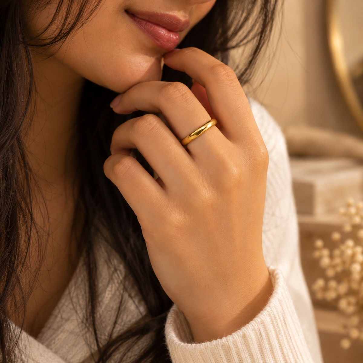 Everyday Solitaire Zircon Ring | 18K PVD Gold Plated- For Women | Includes: Ring