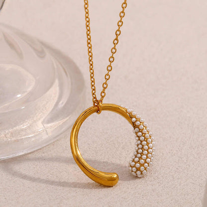 Chic Semi Round Necklace | 18K PVD Gold Plated - For Women | Includes: Necklace