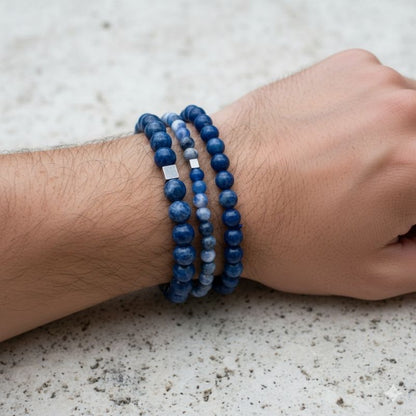 Calm Layered Bracelets | Sodalite - For Men | Includes: Bracelets (Set of 3)