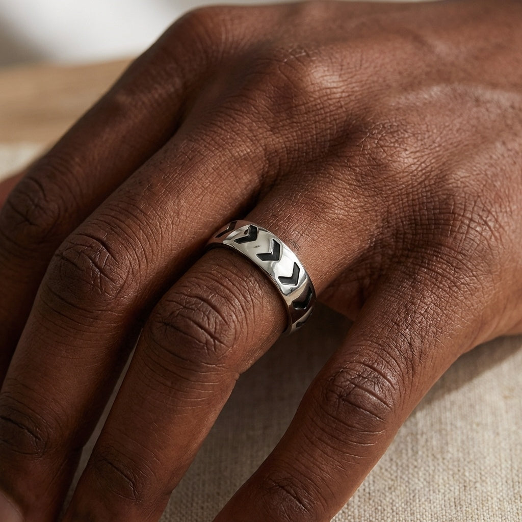 Multi Arrow Sturdy Titanium Steel Ring | PVD Plated– For Men | Includes: Ring