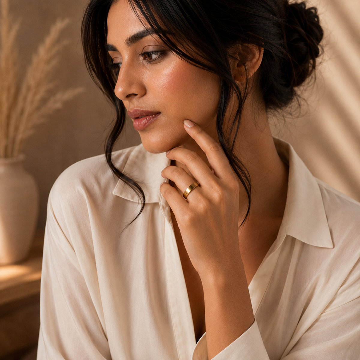 Everyday Ring with REAL GOLD Wide Finish | 18K PVD Gold Plated– For Women l Includes: Ring
