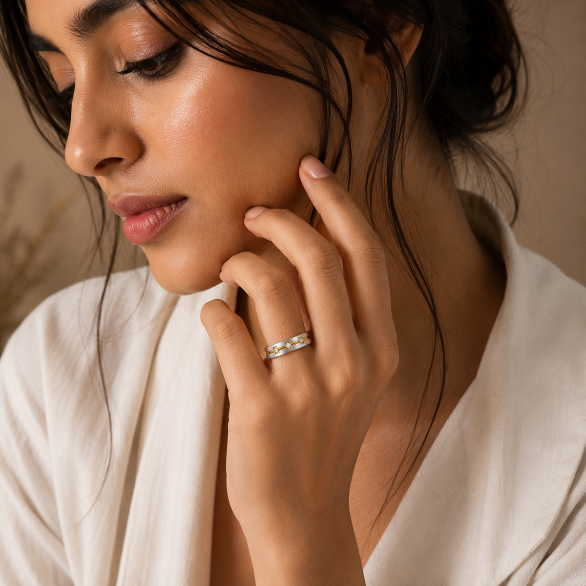 Multi Zircon Titanium Steel Ring | 18K Real Gold PVD Plated– For Women | Includes: Ring