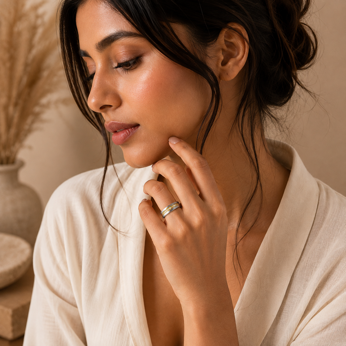 Multi Zircon Titanium Steel Ring | 18K Real Gold PVD Plated– For Women | Includes: Ring