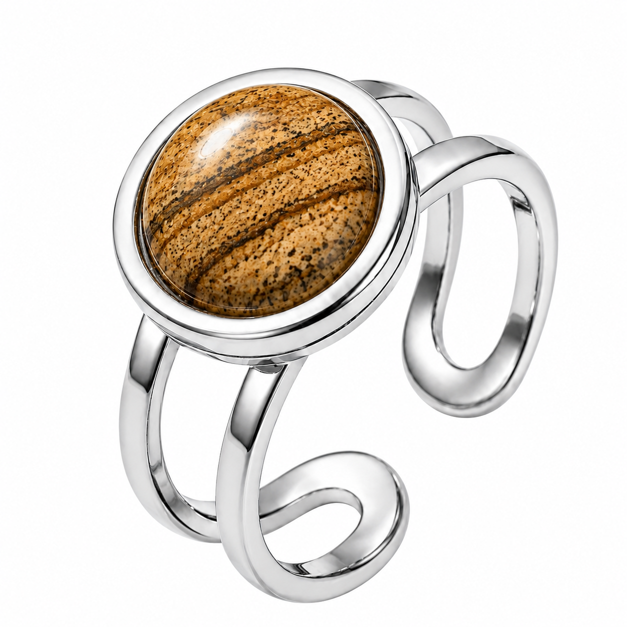 Grounding Adjustable Ring | Picture Jasper -For Women | Includes: Ring