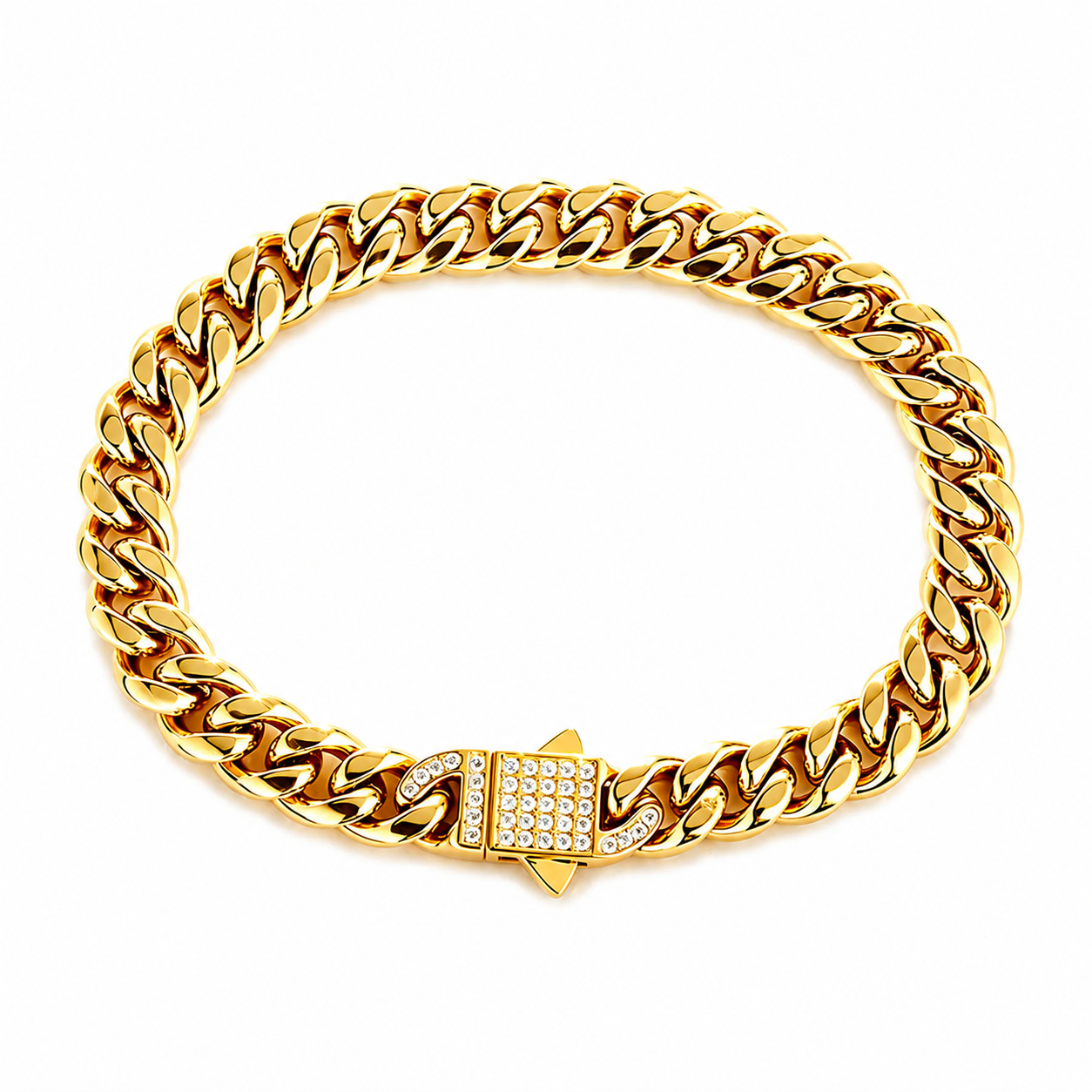 Designer Modern Real Golden Zircon clasp lean 6MM STANDARD Bracelet | 18K PVD Gold Plated- For Men | Includes: Bracelet