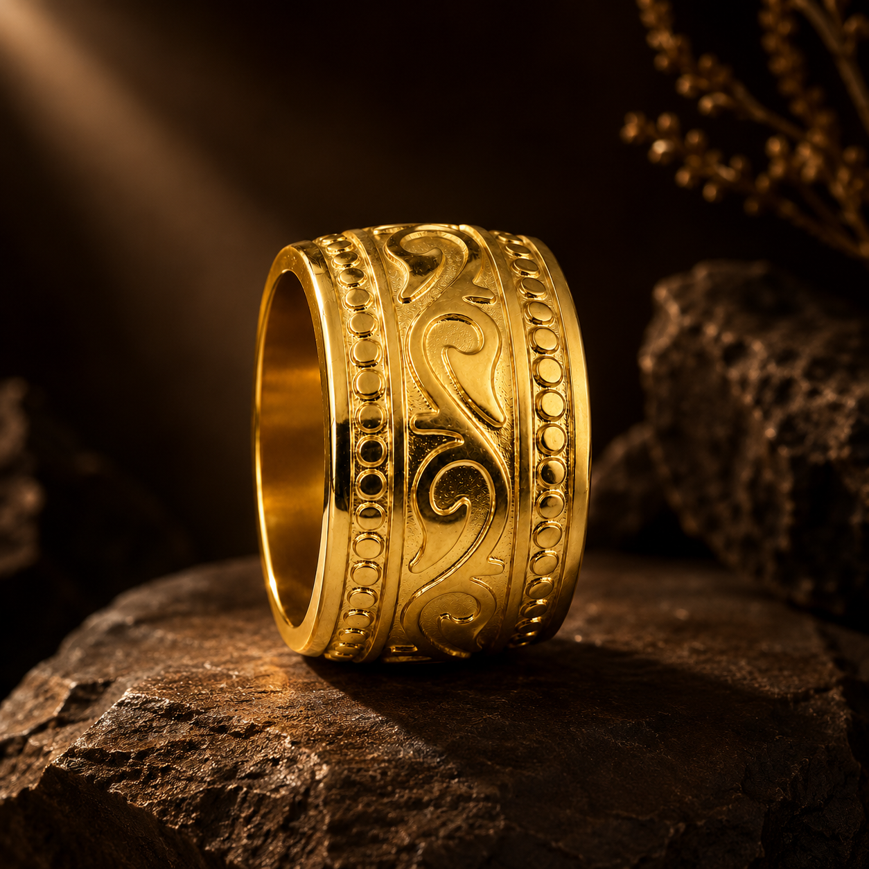 Golden Heritage Designer Steel Ring | 18K Real Gold PVD Plated – For Women | Includes: Ring