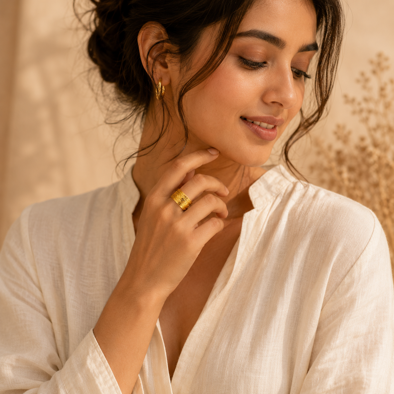 Golden Heritage Designer Steel Ring | 18K Real Gold PVD Plated – For Women | Includes: Ring