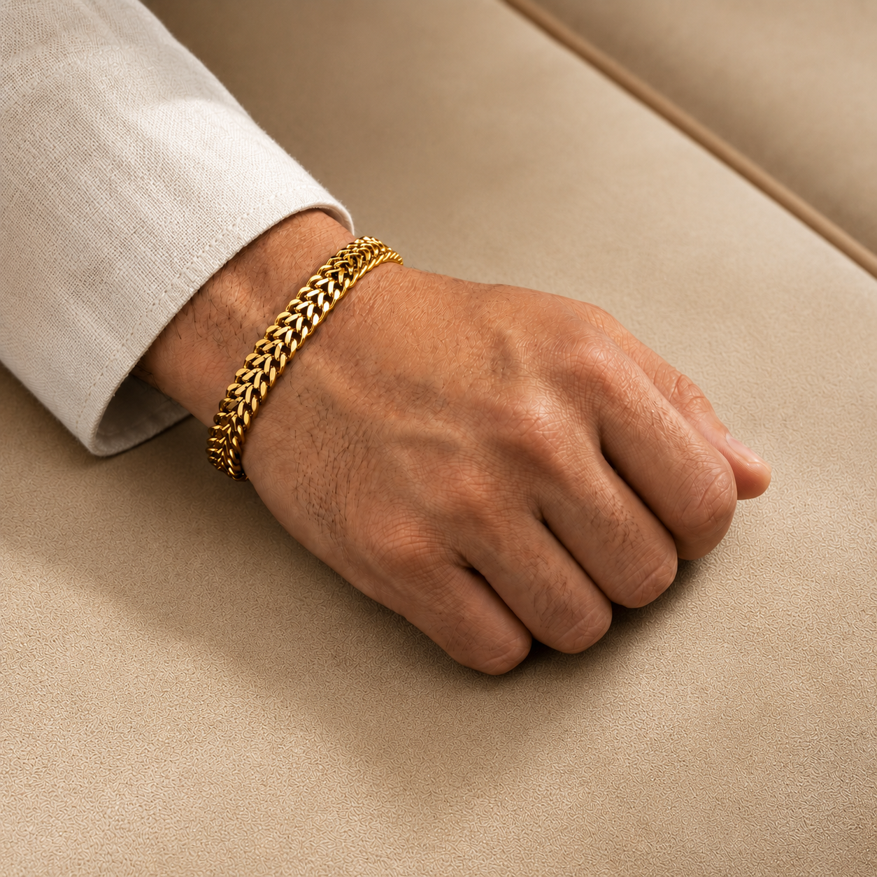 Modern Weaved Flexi Golden 6MM Steel Bracelet | 18K PVD Gold Plated- For Men | Includes: Bracelet