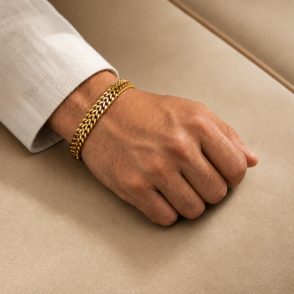 Modern Weaved Flexi Golden 6MM Steel Bracelet | 18K PVD Gold Plated- For Men | Includes: Bracelet