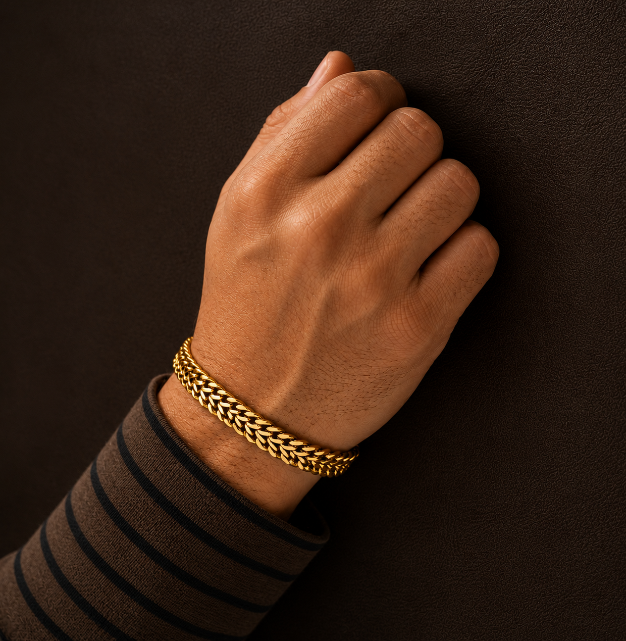 Modern Weaved Flexi Golden 6MM Steel Bracelet | 18K PVD Gold Plated- For Men | Includes: Bracelet