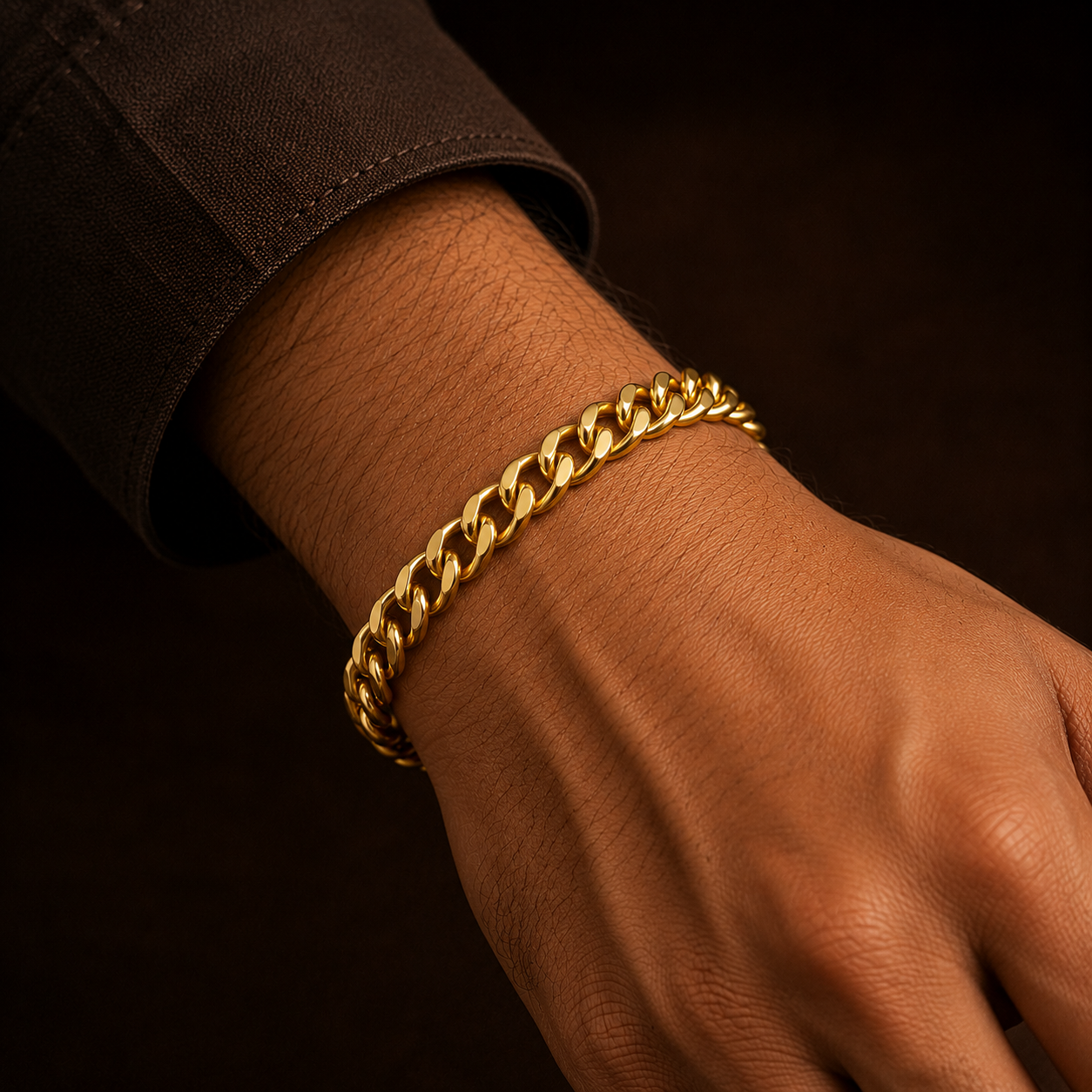 Golden Lean-Link Flexi Size Steel BOLD Bracelet (9MM) | 18K PVD Gold Plated- For Men | Includes: Bracelet