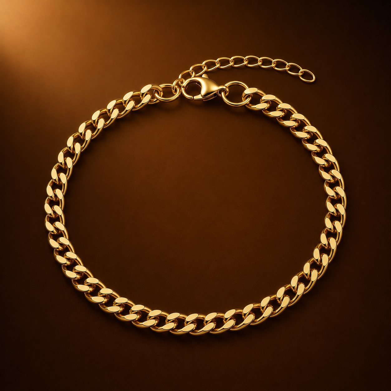 Golden Lean-Link Flexi Size Steel BOLD Bracelet (9MM) | 18K PVD Gold Plated- For Men | Includes: Bracelet