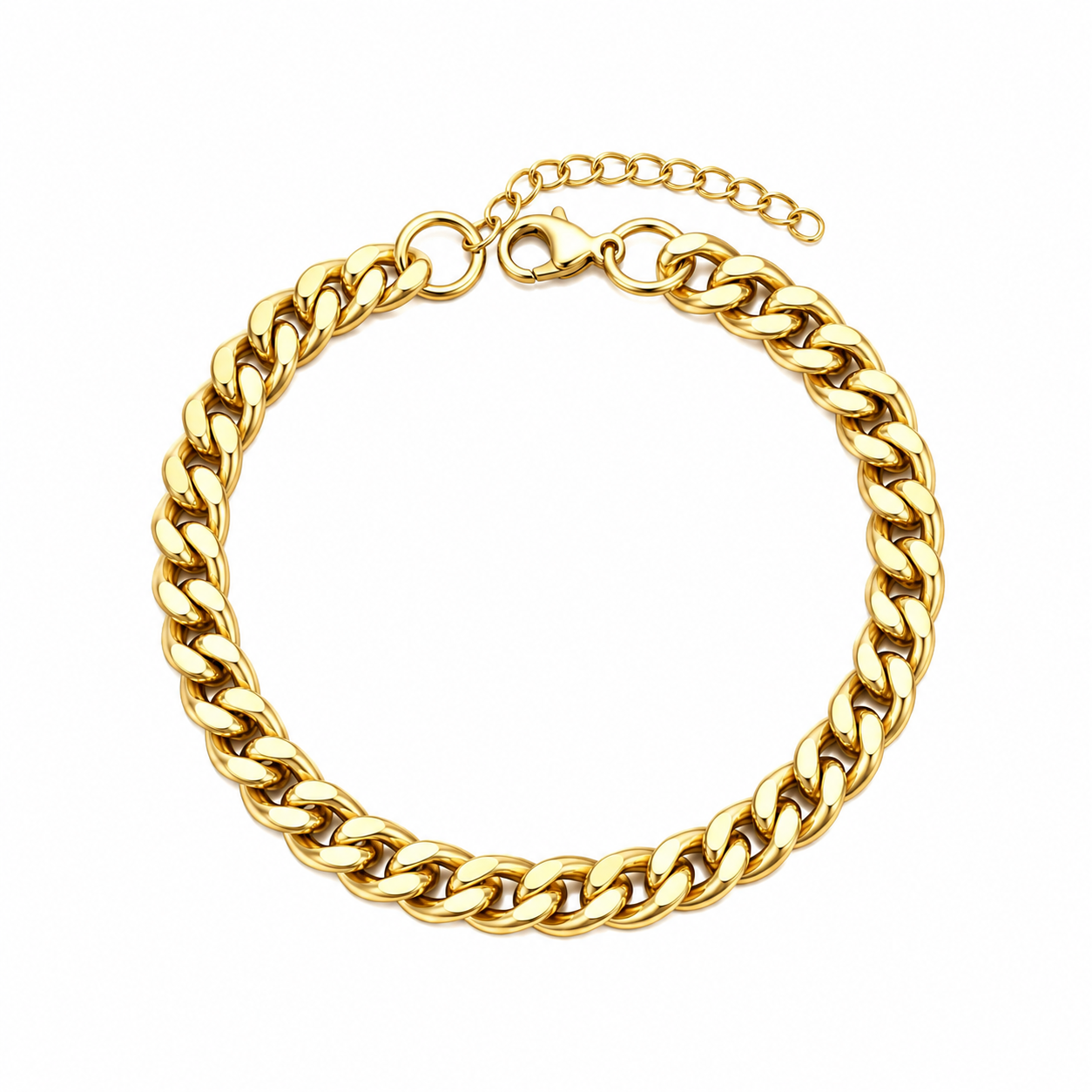 Golden Lean-Link Flexi Size Steel BOLD Bracelet (9MM) | 18K PVD Gold Plated- For Men | Includes: Bracelet