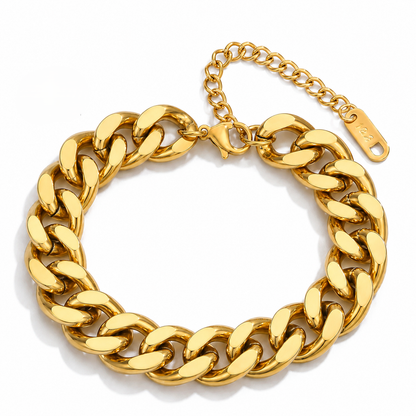 REAL GOLD Finish Ultra Bold Link 13MM Flexi Bracelet | 18K PVD Gold Plated - For Men | Includes: Bracelet