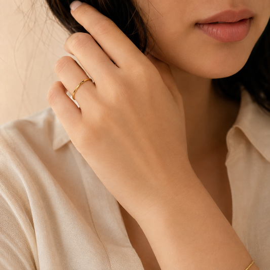 Just Plain Ultra Dainty Ring | 18K PVD Gold Plated- For Women | Includes: Ring