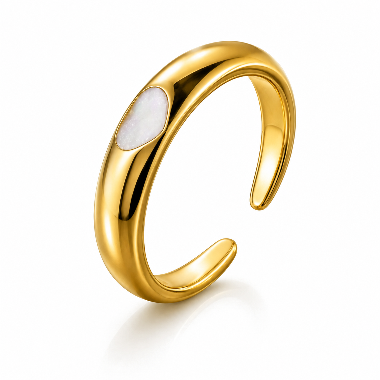 Ultra modern inlaid White Heart Flexi Size Ring | 18K PVD Gold Plated- For Women | Includes: Ring