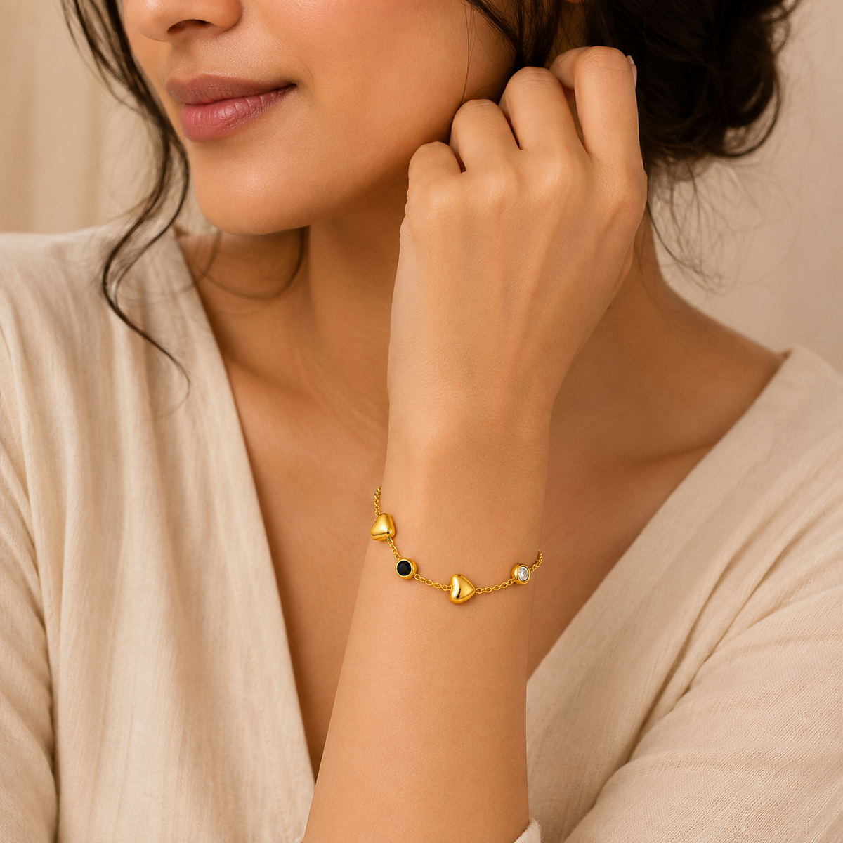 Harmony HEART & CONTRAST ACCENT Bracelet | Gold-Tone - For Women | Includes: Bracelet