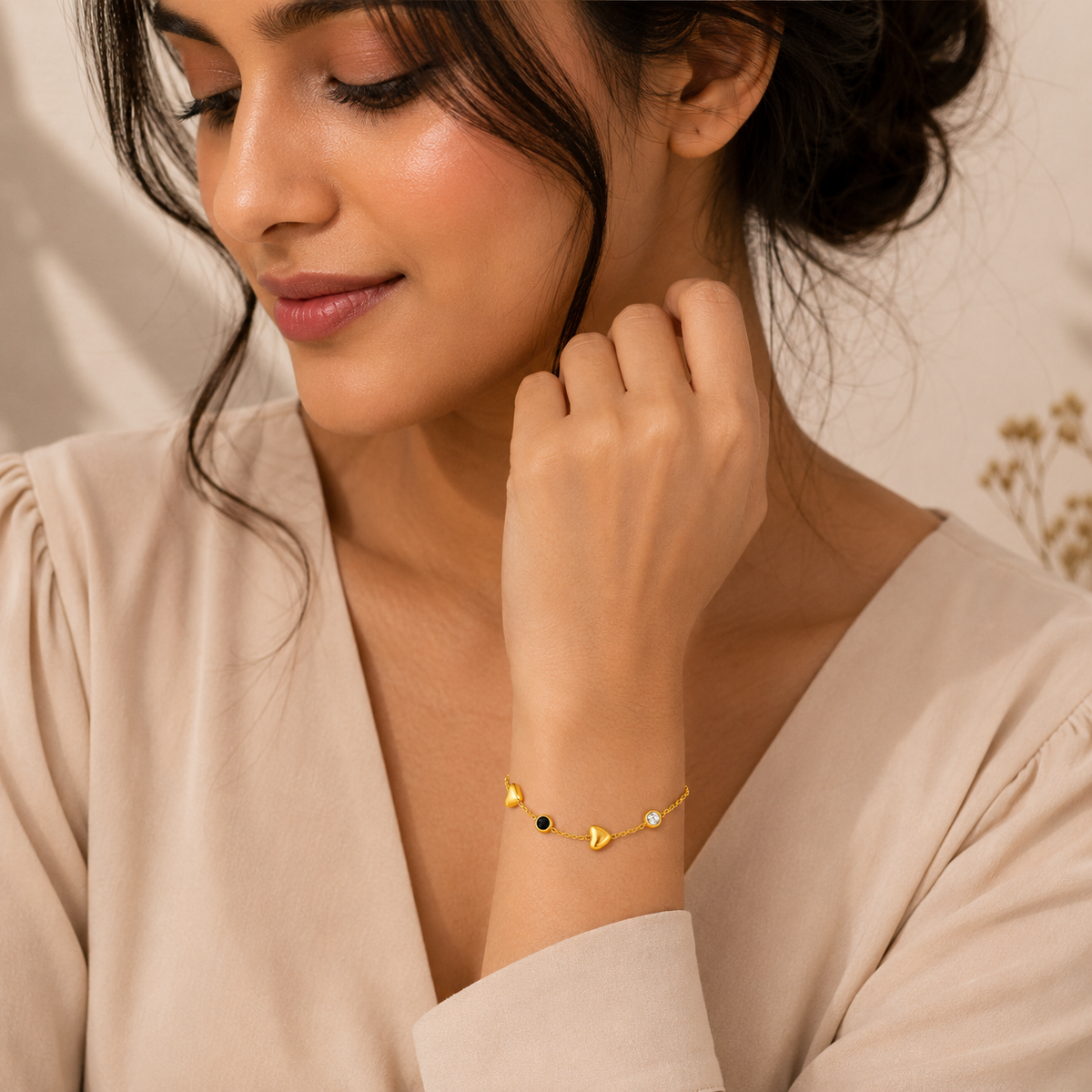 Harmony HEART & CONTRAST ACCENT Bracelet | Gold-Tone - For Women | Includes: Bracelet