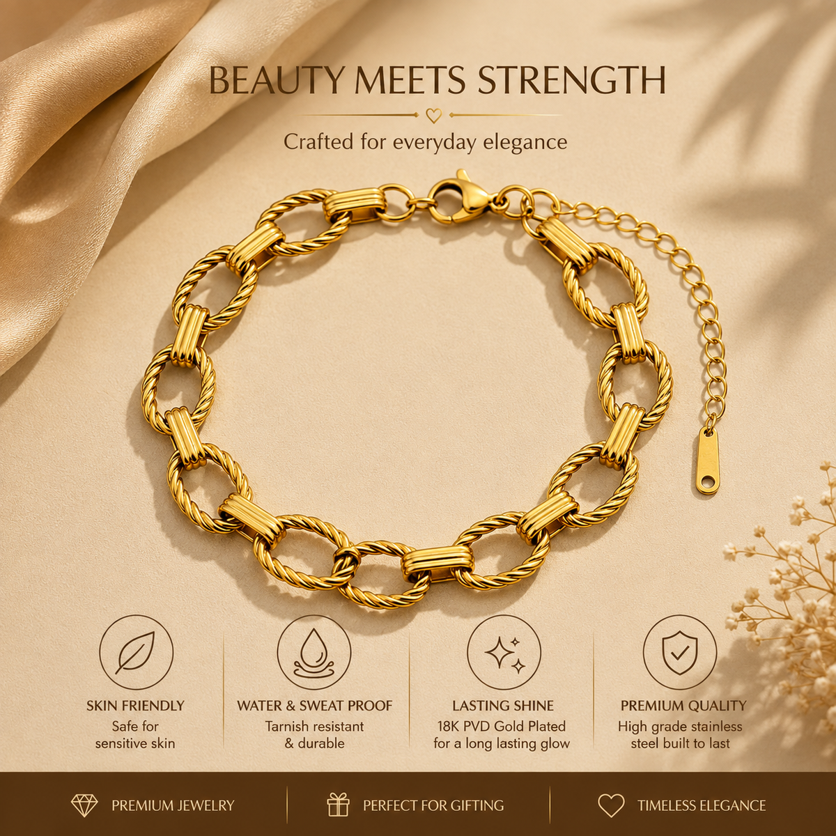 Heritage TWISTED OVAL LINK Bracelet | Gold-Tone - For Women | Includes: Bracelet