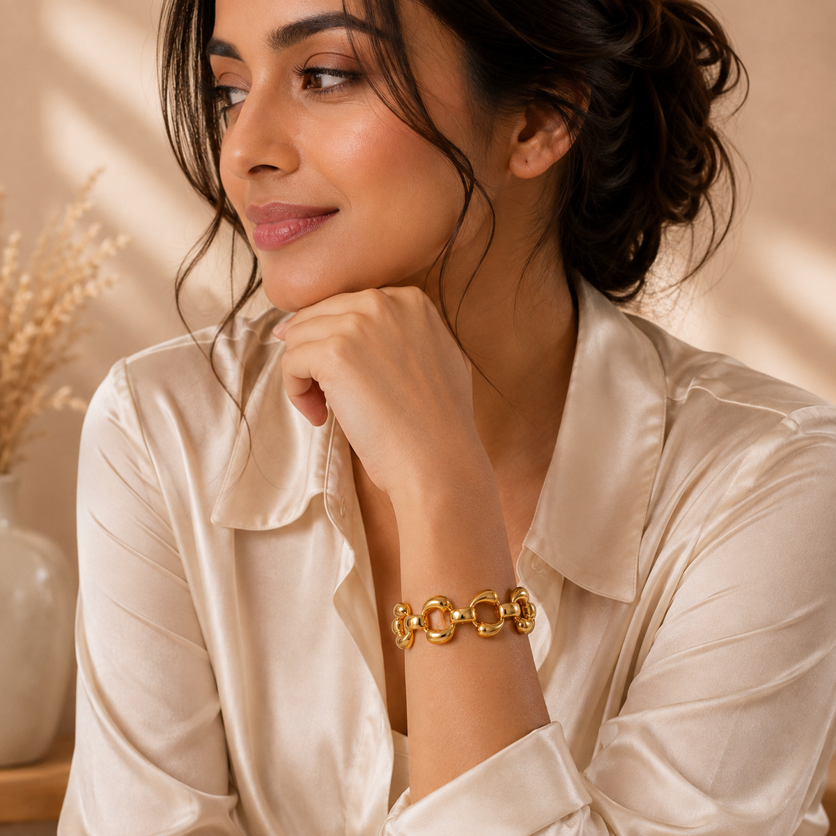 Sculpture BOLD CURVED LINK Bracelet | Gold-Tone - For Women | Includes: Bracelet
