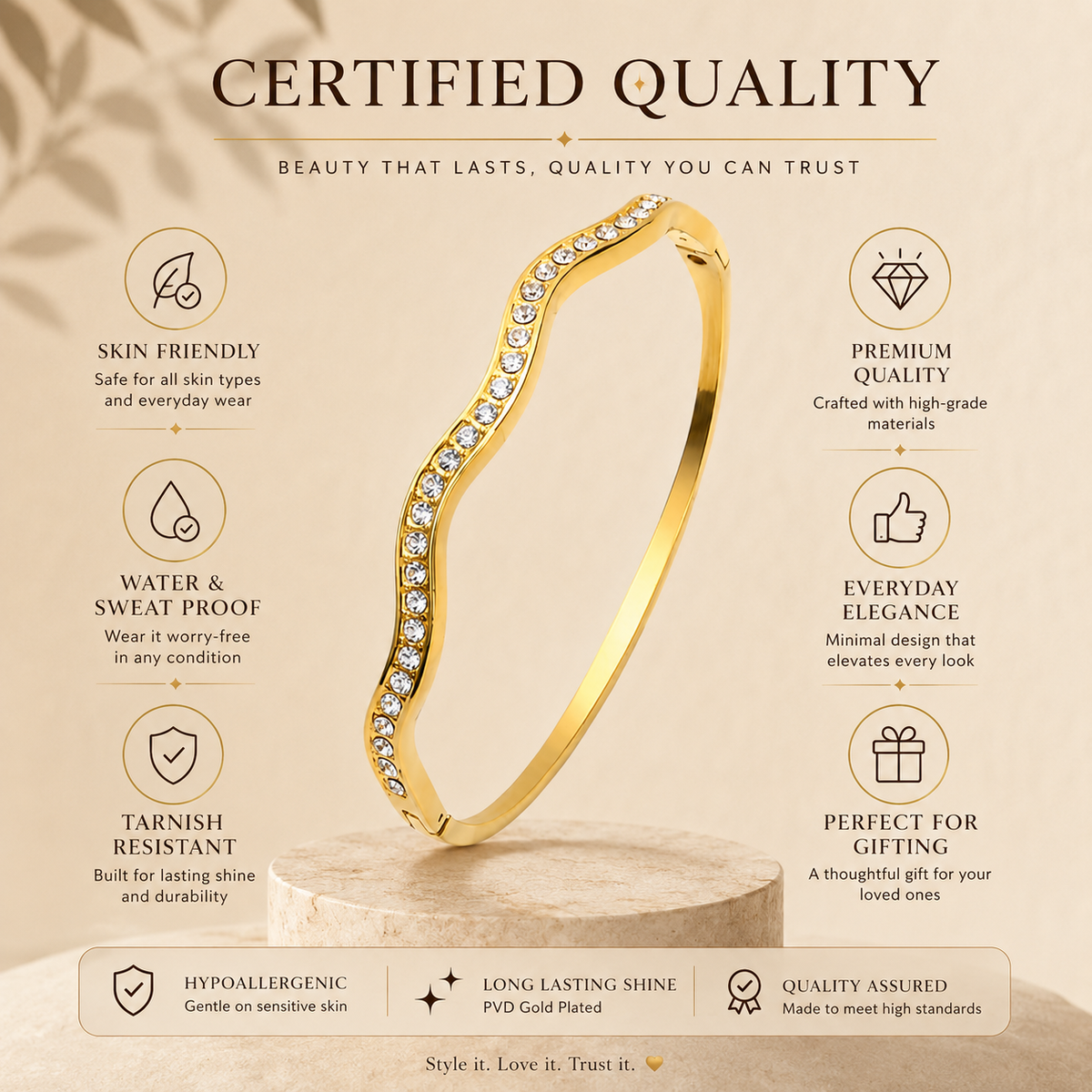 Serpentine SLIM SPARKLE Bangle | Gold-Tone - For Women | Includes: Bangle