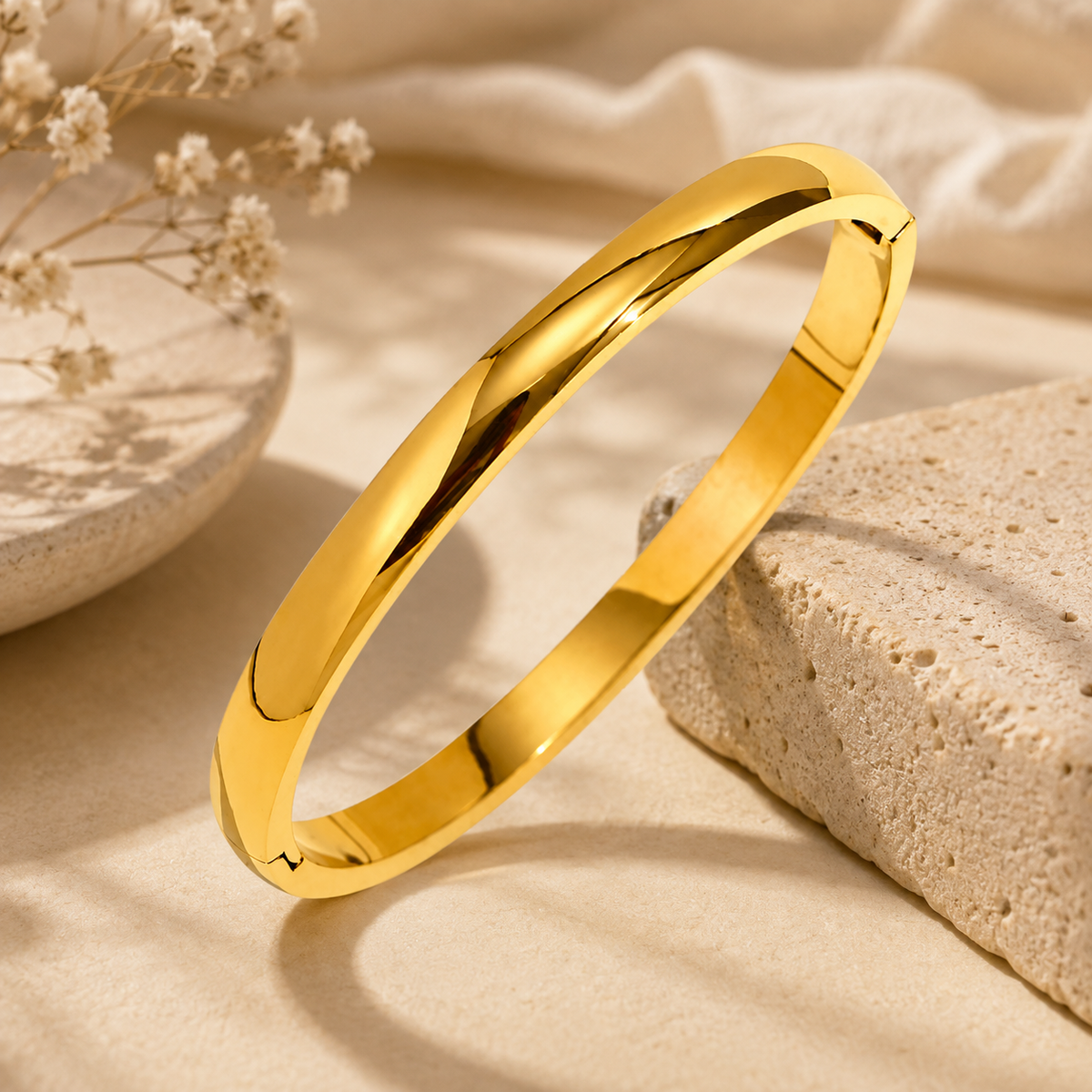 Contour ROUNDED POLISHED Bangle | Gold-Tone - For Women | Includes: Bangle