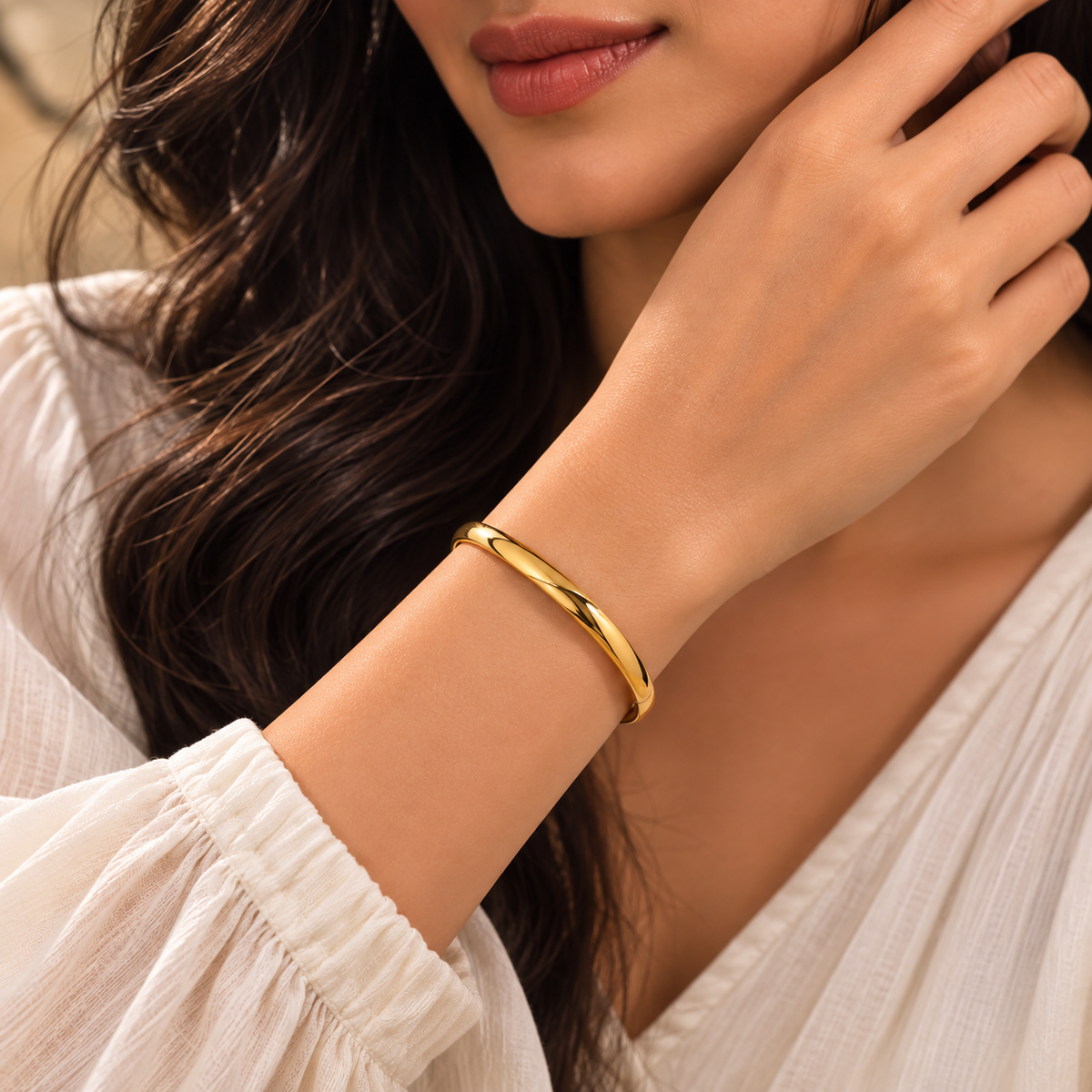 Contour ROUNDED POLISHED Bangle | Gold-Tone - For Women | Includes: Bangle