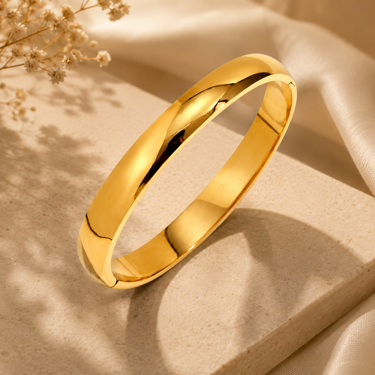 Statement WIDE POLISHED Bangle | Gold-Tone - For Women | Includes: Bangle