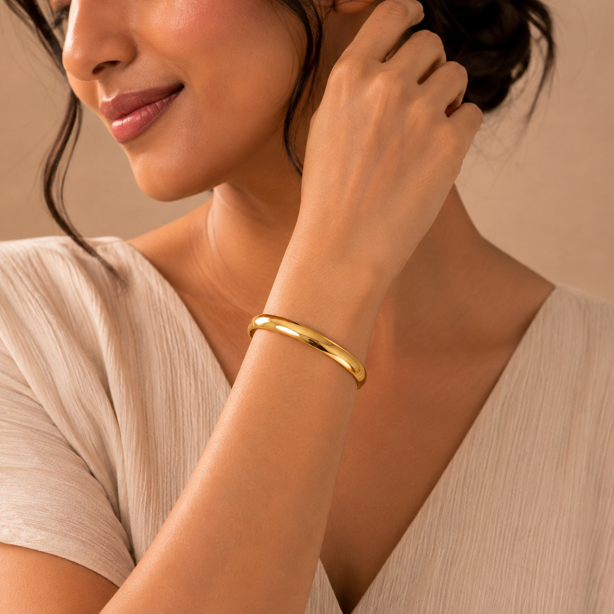 Statement WIDE POLISHED Bangle | Gold-Tone - For Women | Includes: Bangle