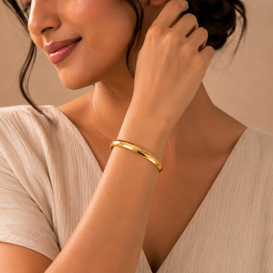 Statement WIDE POLISHED Bangle | Gold-Tone - For Women | Includes: Bangle