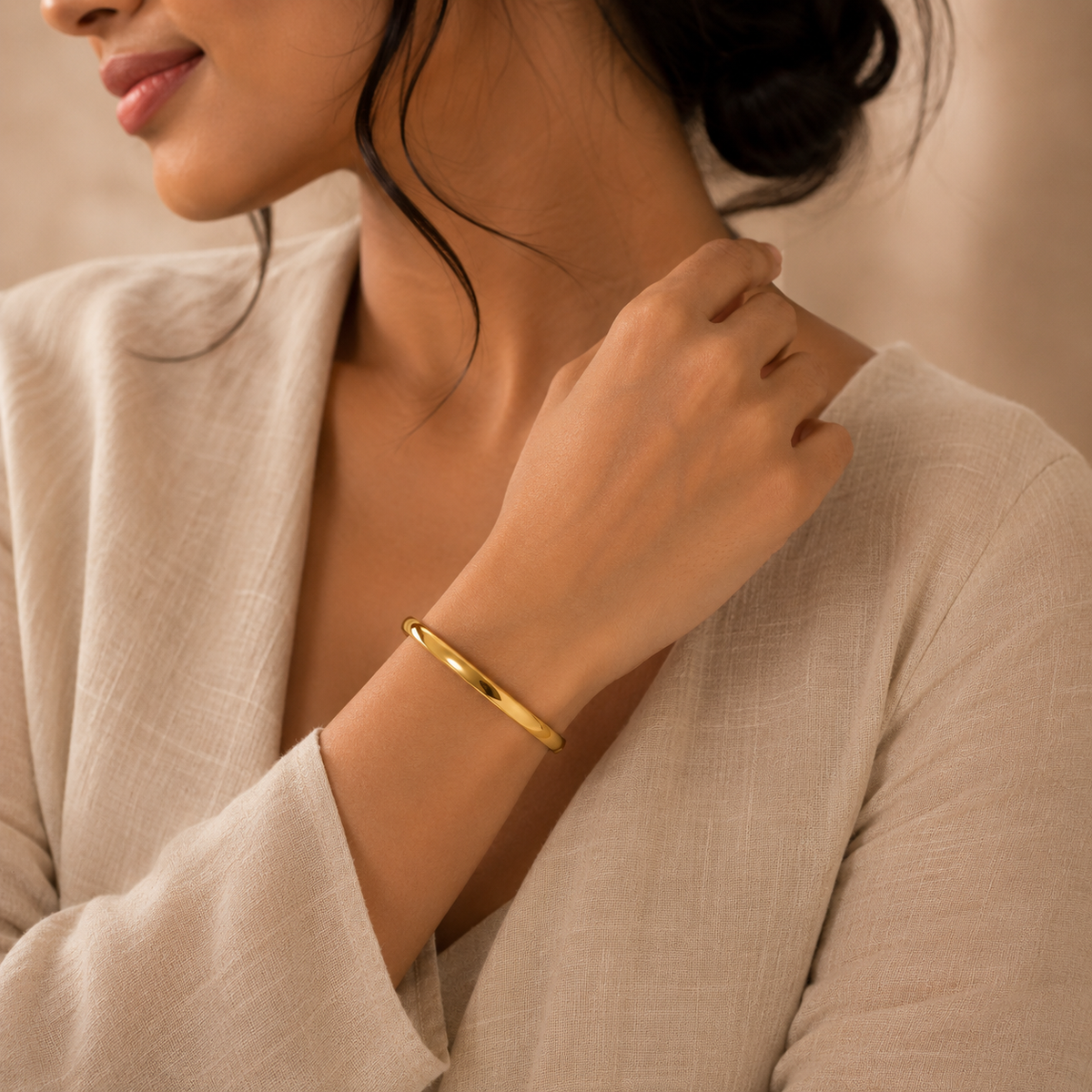 Statement WIDE POLISHED Bangle | Gold-Tone - For Women | Includes: Bangle