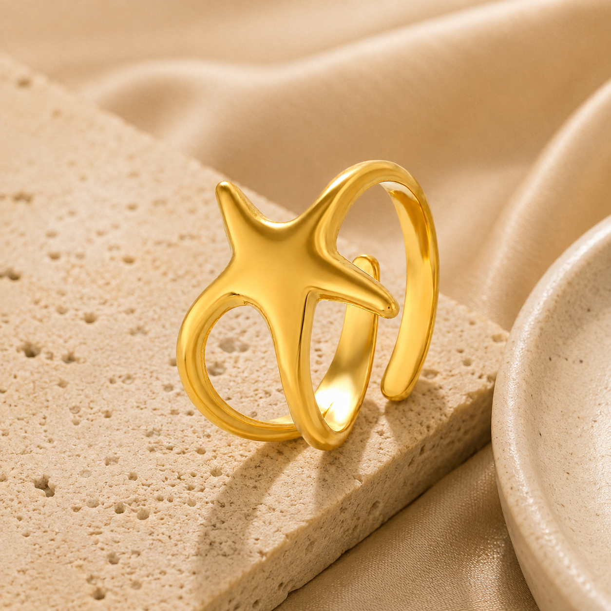 Trendy Galaxi Star Flexi Size Ring | 18K PVD Gold Plated- For Women | Includes: Ring