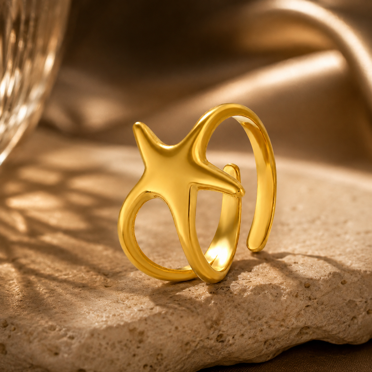 Trendy Galaxi Star Flexi Size Ring | 18K PVD Gold Plated- For Women | Includes: Ring