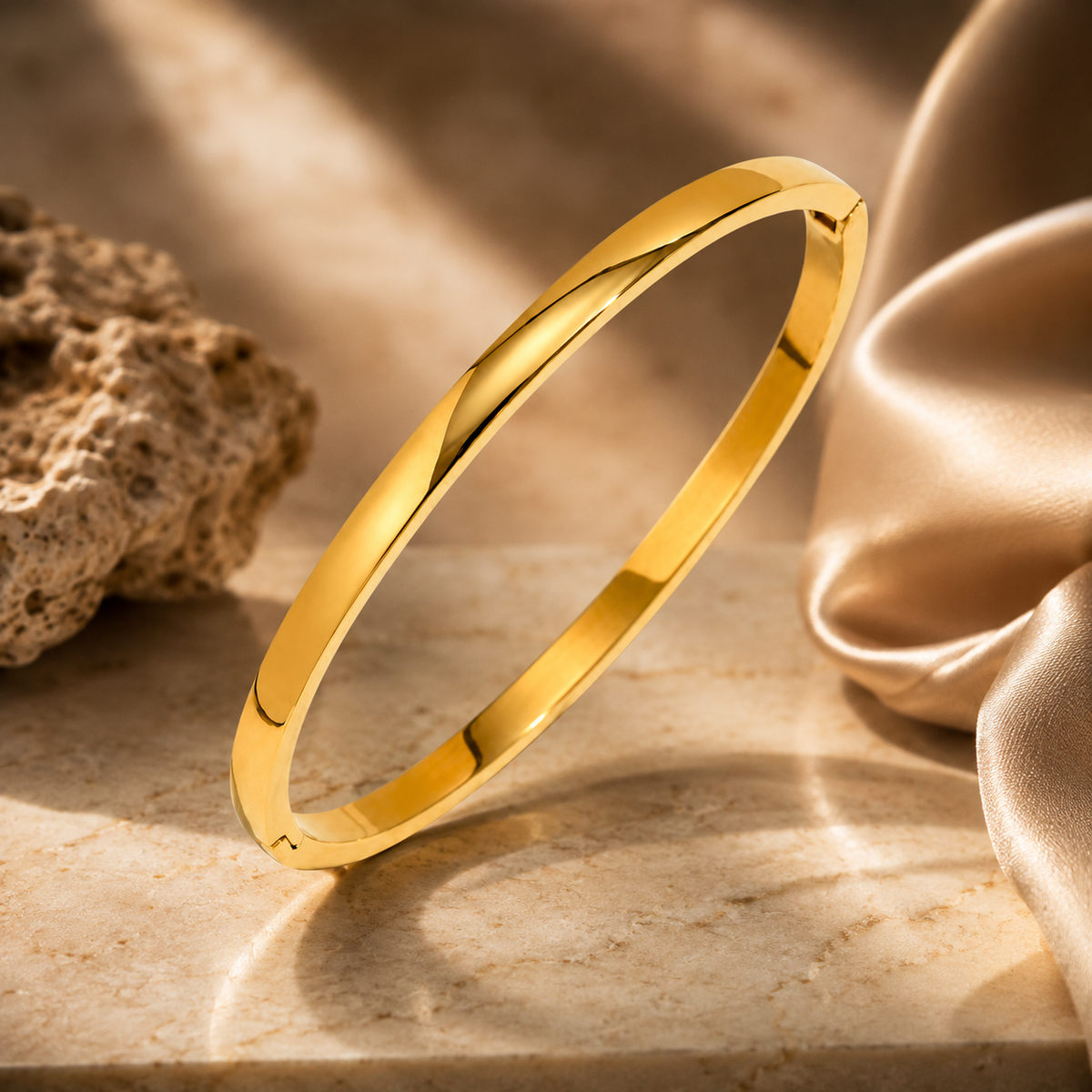 Essential SLIM POLISHED Bangle | Gold-Tone - For Women | Includes: Bangle