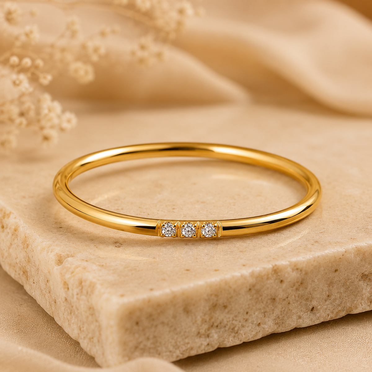 3-Zircon Ultra Dainty Ring | 18K PVD Gold Plated- For Women | Includes: Ring