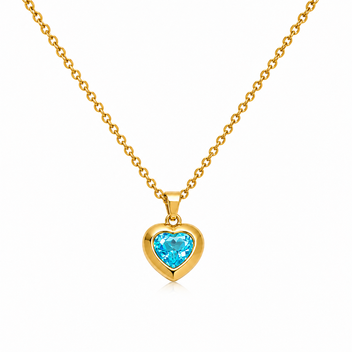Serenity Aqua Blue HEART Necklace | Gold-Tone - For Women | Includes: Necklace
