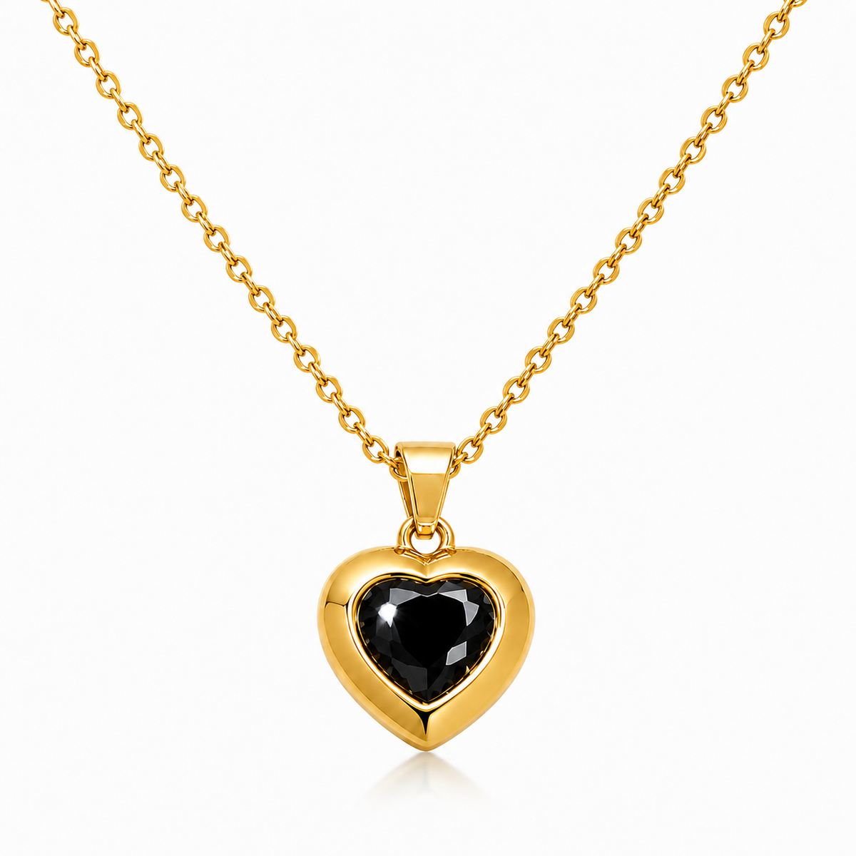 Midnight Black HEART Necklace | Gold-Tone - For Women | Includes: Necklace