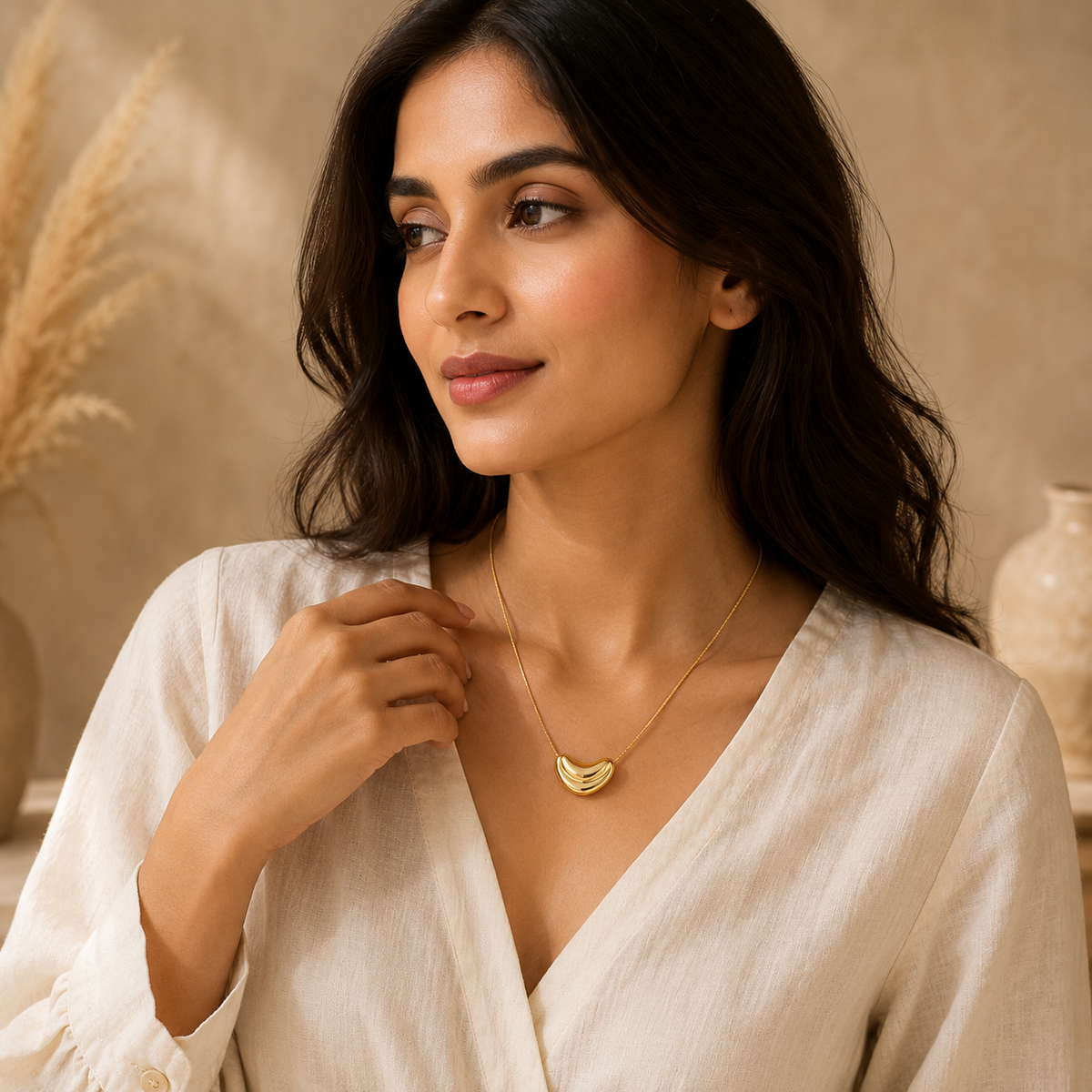 Muse SCULPTED CRESCENT Necklace | Gold-Tone - For Women | Includes: Necklace