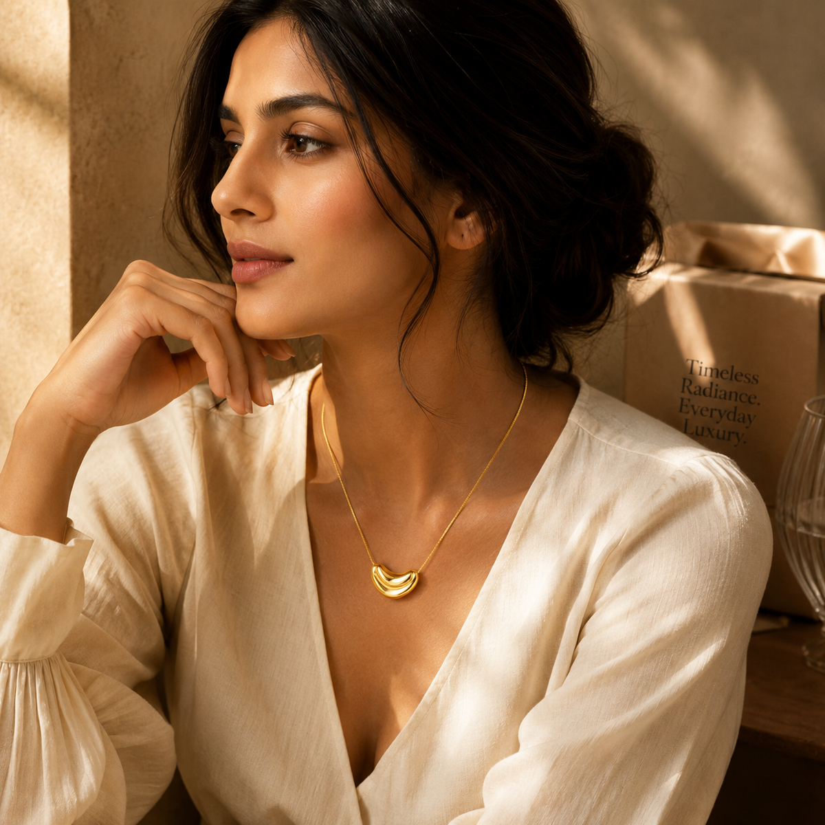 Muse SCULPTED CRESCENT Necklace | Gold-Tone - For Women | Includes: Necklace
